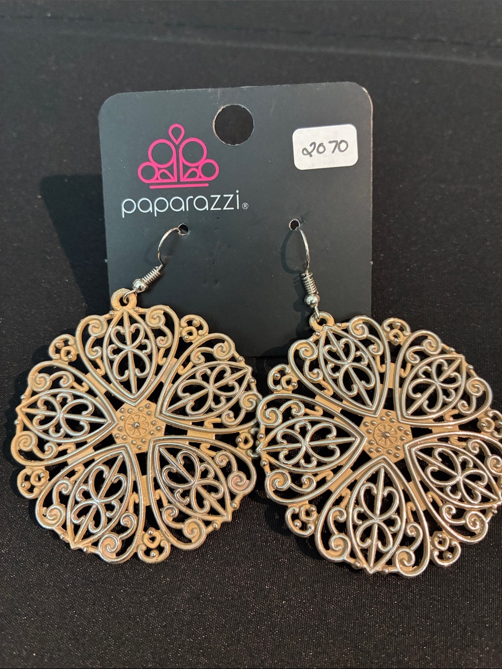 paparazzi Antique Gold Filigree Medallion Earrings - Gold